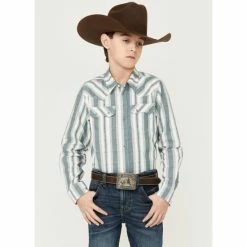 Best Pirce 🌟 Cody James Boys' Dobby Stripe Long Sleeve Western 👕 Shirt Cream 🛒