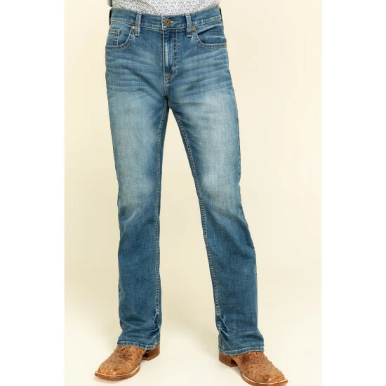 Best deal 🔔 Cody James Men's Hawken Medium Wash Crosshatch Stretch Slim Bootcut 👖 Jeans Blue ✨ - Image 2