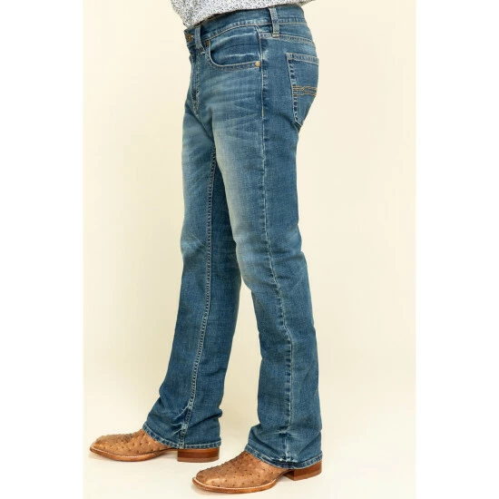 Best deal 🔔 Cody James Men's Hawken Medium Wash Crosshatch Stretch Slim Bootcut 👖 Jeans Blue ✨ - Image 3