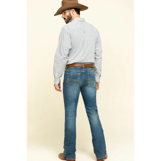 Best deal 🔔 Cody James Men's Hawken Medium Wash Crosshatch Stretch Slim Bootcut 👖 Jeans Blue ✨ - Image 5