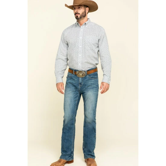 Best deal 🔔 Cody James Men's Hawken Medium Wash Crosshatch Stretch Slim Bootcut 👖 Jeans Blue ✨ - Image 6