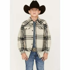 Best Pirce ❤️ Cody James Boys' Long Sleeve Button Down Flannel 👕 Shirt Cream 🥰