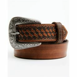 Cheapest ❤️ Cody James Boys' Embossed Double Stripe & Basketweave Western Belt Medium Brown 😉