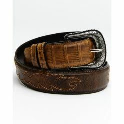 Outlet ✨ Cody James Men's Caiman Embroidered Belt Brown ❤️