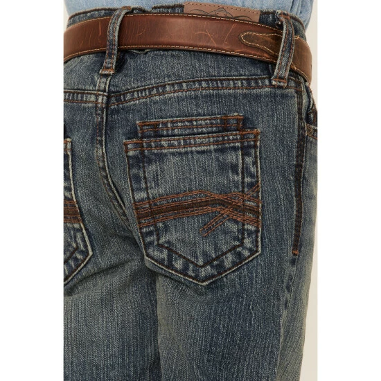 New ๐ Cody James Little Boys' Steel Dust Medium Wash Mid-Rise Stretch Slim Straight ๐ Jeans - Sizes 4-8 Blue โ - Image 2