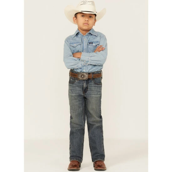 New ๐ Cody James Little Boys' Steel Dust Medium Wash Mid-Rise Stretch Slim Straight ๐ Jeans - Sizes 4-8 Blue โ - Image 3
