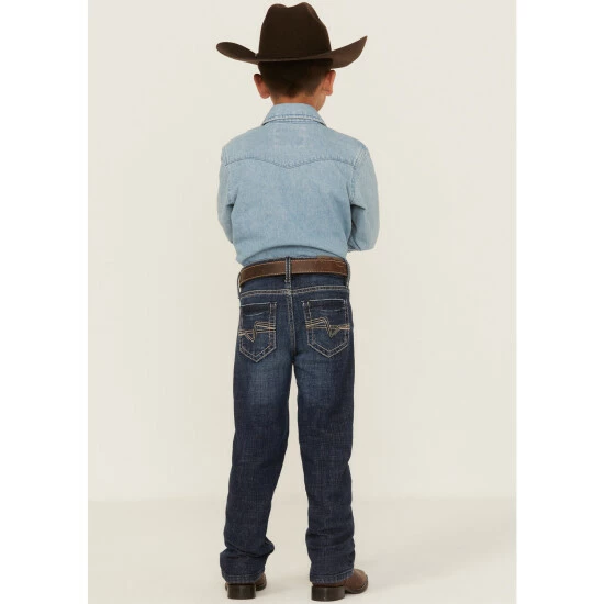 Wholesale 💯 Cody James Little Boys' Clive Dark Wash Stretch Slim Bootcut 👖 Jeans - Sizes 4-8 Blue 😉