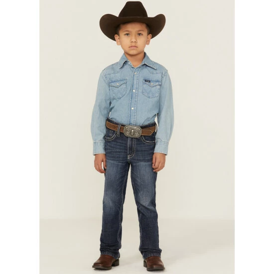 Wholesale 💯 Cody James Little Boys' Clive Dark Wash Stretch Slim Bootcut 👖 Jeans - Sizes 4-8 Blue 😉 - Image 3