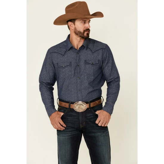 Budget ๐งจ Cody James Men's Sound Washed Floral Print Long Sleeve Snap Western ๐ Shirt Navy ๐ฅฐ
