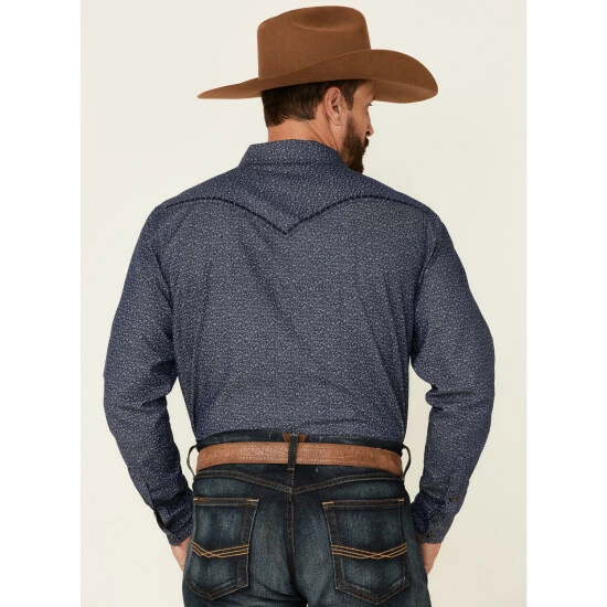 Budget ๐งจ Cody James Men's Sound Washed Floral Print Long Sleeve Snap Western ๐ Shirt Navy ๐ฅฐ - Image 4