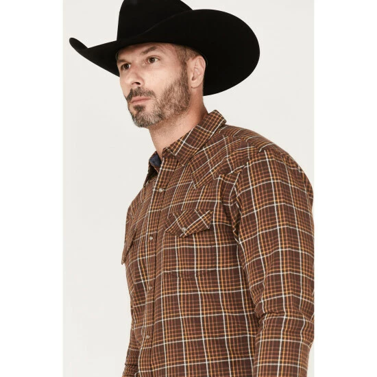 Best Sale ๐ Cody James Men's Rusty Nail Small Plaid Snap Western Flannel ๐ Shirt - Big & Tall Rust Copper ๐ - Image 2