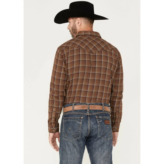 Best Sale ๐ Cody James Men's Rusty Nail Small Plaid Snap Western Flannel ๐ Shirt - Big & Tall Rust Copper ๐ - Image 4
