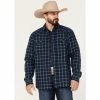 Buy 🎉 Cody James Men's Ghost Tree Plaid Button Down Sherpa Bonded Western Flannel 👚 Shirt Jacket Navy 🤩