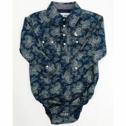 Promo 🤩 Cody James Infant Boys' Paisley Print Long Sleeve Western Snap Onesie For Infant-Boy Navy 😉