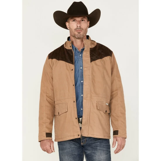 Wholesale ⭐ Cody James Men's Olton Utility Canvas Rancher Hooded Jacket Beige/khaki ✔️