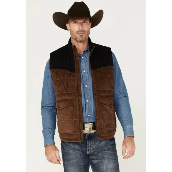 Deals ๐ฏ Cody James Men's Waren Corduroy Puffer Vest Brown ๐