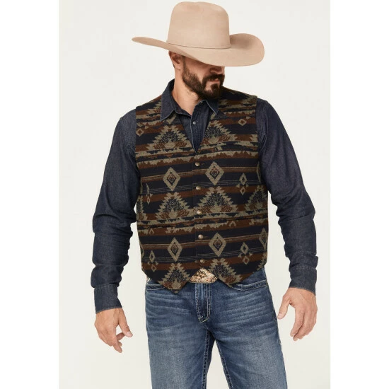Hot Sale 🥰 Cody James Men's Dakota Southwestern Jacquard Vest Brown 🥰