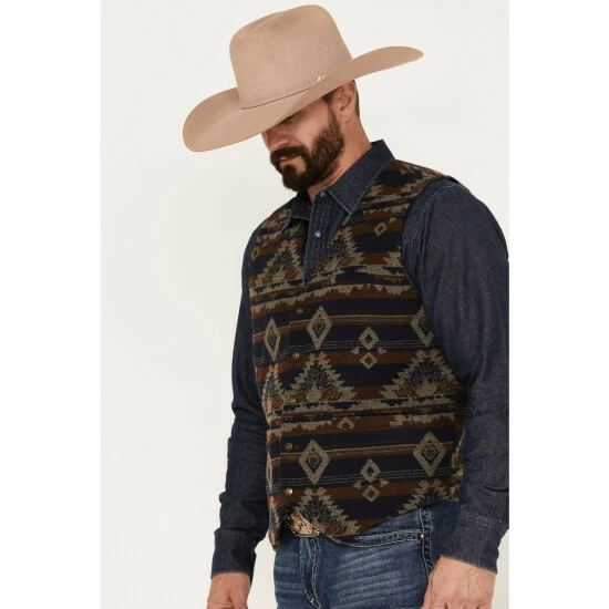 Hot Sale 🥰 Cody James Men's Dakota Southwestern Jacquard Vest Brown 🥰 - Image 2