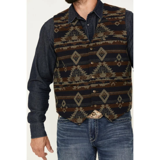 Hot Sale 🥰 Cody James Men's Dakota Southwestern Jacquard Vest Brown 🥰 - Image 3