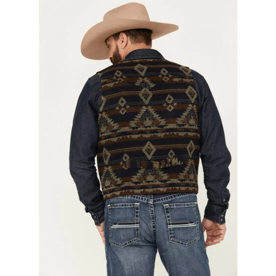 Hot Sale 🥰 Cody James Men's Dakota Southwestern Jacquard Vest Brown 🥰 - Image 4