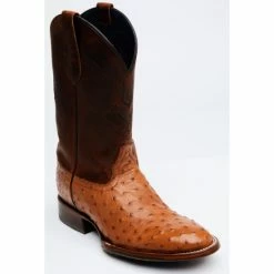 Budget ⌛ Cody James Men's Cognac Exotic Full-Quill Ostrich Western 🥾 Boots - Round Toe 😀