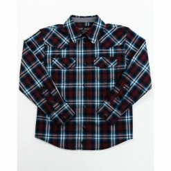 Wholesale 🔥 Cody James Boys' Plaid Print Long Sleeve Snap Western 👚 Shirt - Toddler For Toddler-Boy Red ✨