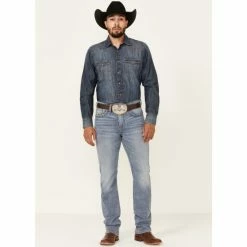 Promo 😍 Cody James Men's Mustang Light Wash Stretch Slim Straight 👖 Jeans Blue 🎁