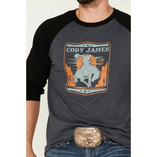Buy ๐ Cody James Men's Canyon Bronc Graphic Raglan T-Shirt Navy โค๏ธ - Image 3