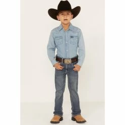 Deals 🔥 Cody James Boys' Stone Cold Wash Slim Boot Stretch 👖 Jeans - Size 4-8 Dark Medium Wash 😉