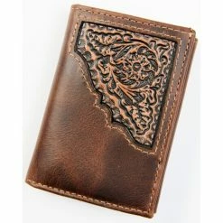Budget ✨ Cody James Men's Brown Tooled Trifold Leather Wallet 👍