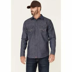 Flash Sale ❤️ Cody James Men's FR Indigo Denim Long Sleeve Work 👚 Shirt ✨