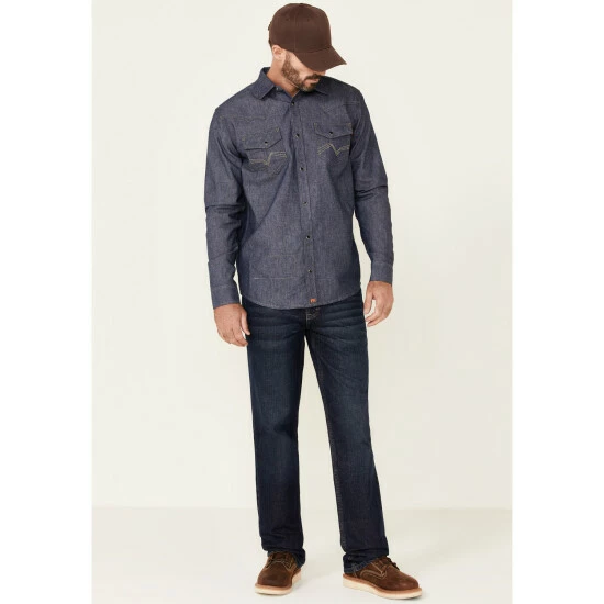 Flash Sale โค๏ธ Cody James Men's FR Indigo Denim Long Sleeve Work ๐ Shirt โจ - Image 2