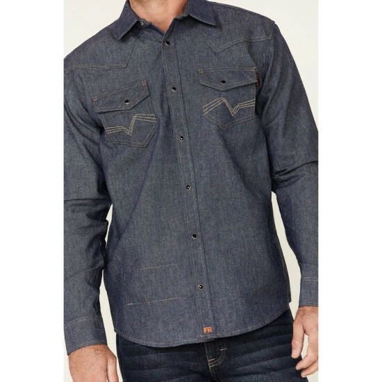 Flash Sale โค๏ธ Cody James Men's FR Indigo Denim Long Sleeve Work ๐ Shirt โจ - Image 3