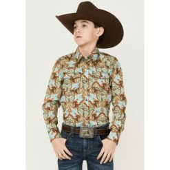 Best deal 🛒 Cody James Boys' Paisley Print Long Sleeve 👕 Shirt Turquoise 🧨