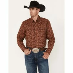 Best Pirce ❤️ Cody James Men's On Tour Paisley Print Snap Western 👚 Shirt - Big & Tall Burgundy 🛒