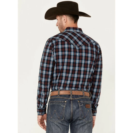 Budget ๐ Cody James Men's Poker Night Plaid Print Long Sleeve Snap Western ๐ Shirt Red ๐ - Image 4