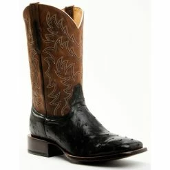 Best Sale 🧨 Cody James Men's Saddle Black Full-Quill Ostrich Exotic Western 🥾 Boots - Broad Square Toe 👍