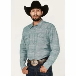 Promo 🔥 Cody James Men's Sharp Southwestern Print Snap Western 👚 Shirt Blue 💯