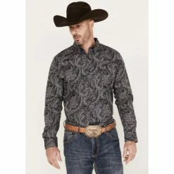 Flash Sale 💯 Cody James Men's Cassidy Paisley Button Down Long Sleeve Western 👕 Shirt Black 😀