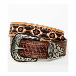 Cheap 🔔 Cody James Men's Basketweave Billet With Southwestern Strap 3PC Buckle Belt Brown 🎁
