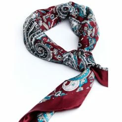 Brand new 🎁 Cody James Men's Silk Burgundy Paisley Wild Rag Scarf 🔔