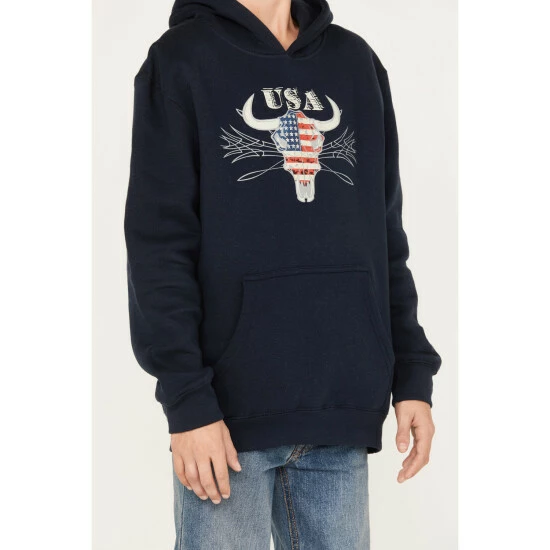 Brand new ⌛ Cody James Boys' Bull Flag Hooded Sweatshirt Navy 🔥 - Image 3