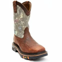 Outlet 😀 Cody James Men's Camo Decimator Western Work 🥾 Boots - Soft Toe Brown 👏