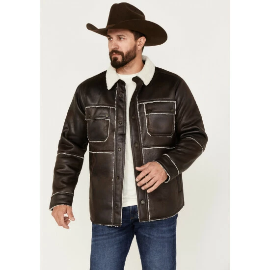 Best deal 🔥 Cody James Men's Carmine Faux Shearling Shacket Brown 🛒