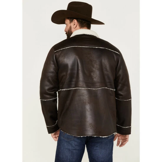 Best deal 🔥 Cody James Men's Carmine Faux Shearling Shacket Brown 🛒 - Image 4