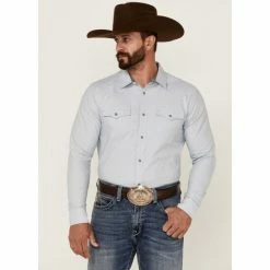 Best Sale ⌛ Cody James Men's Reinvent Heather Solid Long Sleeve Snap Western 👚 Shirt Light Blue 💯