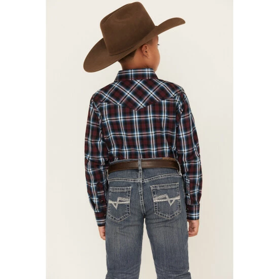 Discount 🌟 Cody James Boys' Plaid Print Long Sleeve Snap Western 👚 Shirt Red 🥰 - Image 4