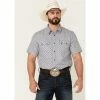 Hot Sale 🥰 Cody James Men's Double Arrow Geo Print Short Sleeve Snap Western 👕 Shirt Grey 💯