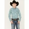 Flash Sale 🛒 Cody James Boys' Rushmore Paisley Print Long Sleeve Snap Western 👚 Shirt Blue 💯