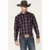 Cheapest 👏 Cody James Men's Rustler Large Plaid Snap Western 👕 Shirt Purple 😀